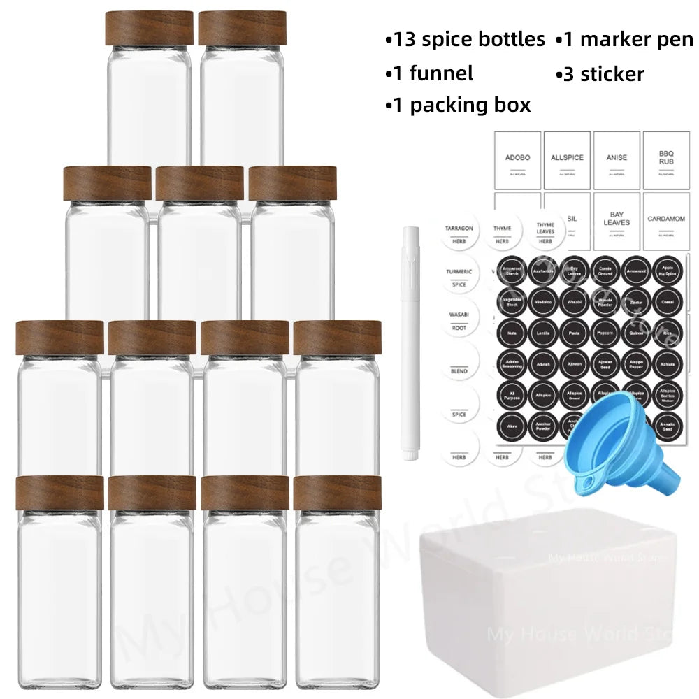 Glass Spice Jars Set