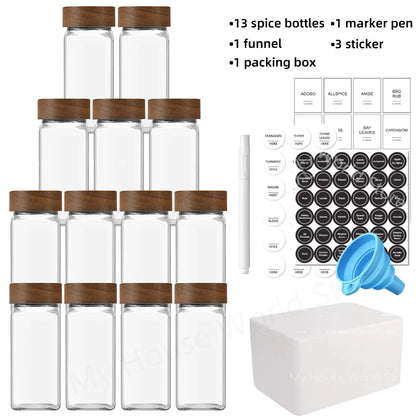 Glass Spice Jars Set