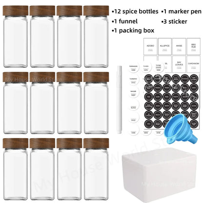 Glass Spice Jars Set