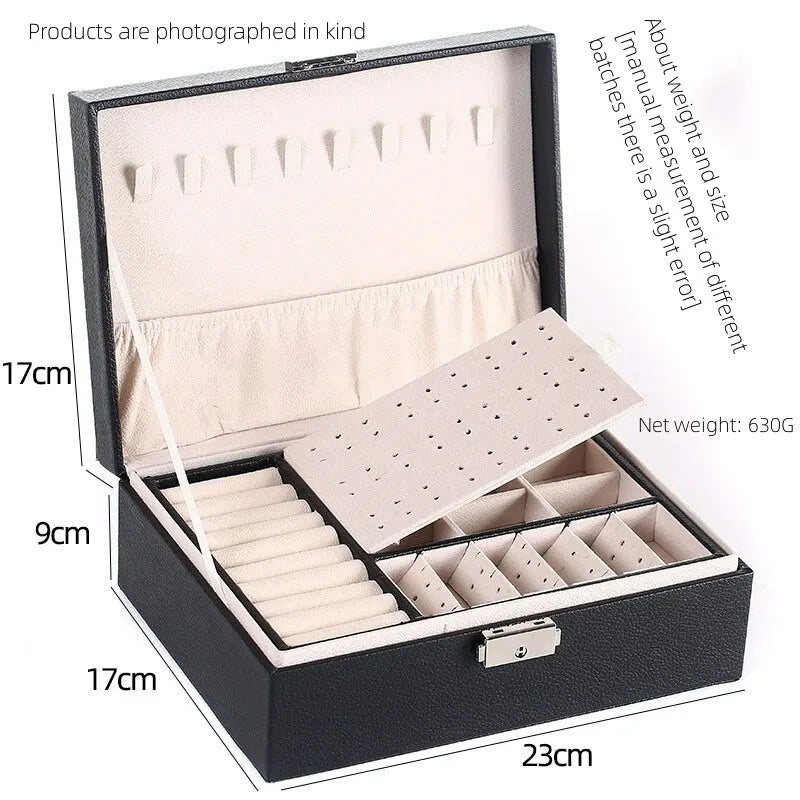 Double Layer Leather Jewelry Box