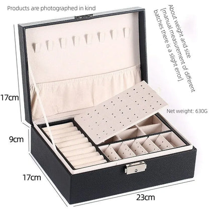 Double Layer Leather Jewelry Box