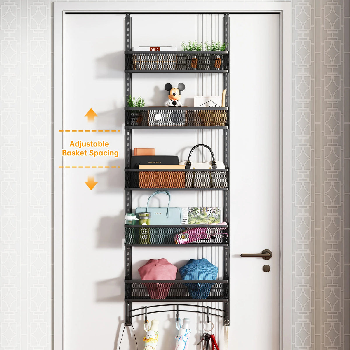 Over-the-Door Multi-Layer Bag and Hat Storage Rack