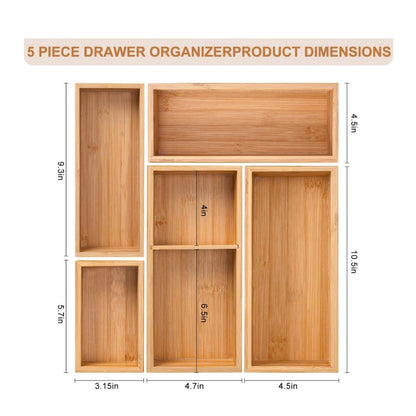 Set of 5 Bamboo Desktop Storage Box