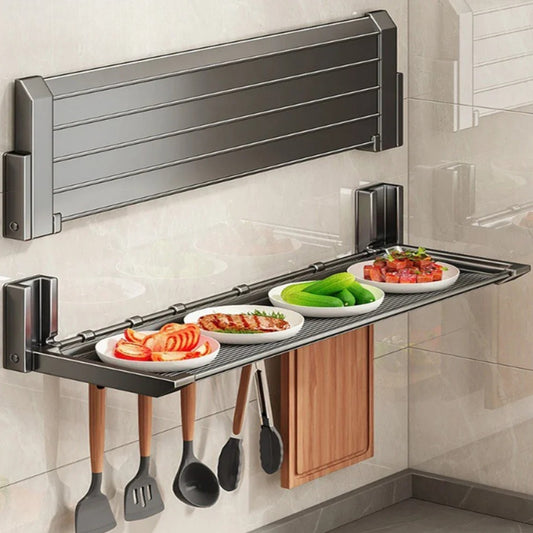 Folding Spice Rack with Hooks
